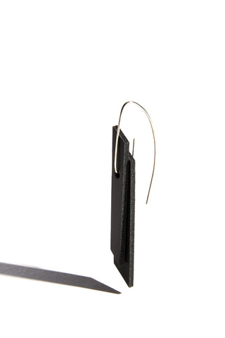 Shop emerging slow fashion accessory brand Aumorfia black leather PRLL earrings - Erebus