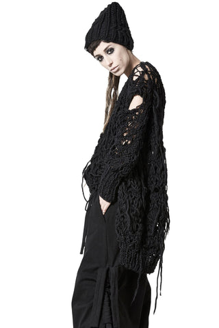 Shop sustainable, luxury, avant-garde Designer Barbara I Gongini Black Hand Knit Beanie at Erebus