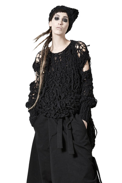 Shop sustainable, luxury, avant-garde Designer Barbara I Gongini Black Hand Knit Beanie at Erebus