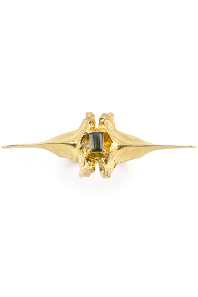 Emerging slow fashion jewellery brand Eilisain Bast Double Spine Ring in Gold with tourmaline - Erebus