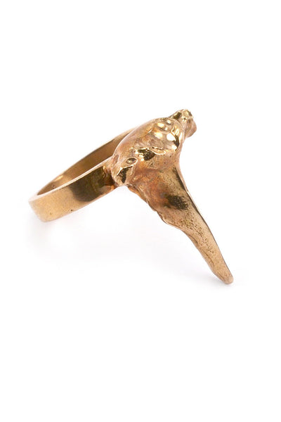 Emerging slow fashion jewellery brand Eilisain Bast Single Spine Ring in Bronze - Erebus - 2