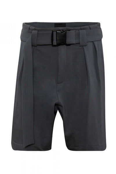 Shop Emerging Unisex Street Brand Monochrome Dark Grey Belted Gusset Shorts at Erebus