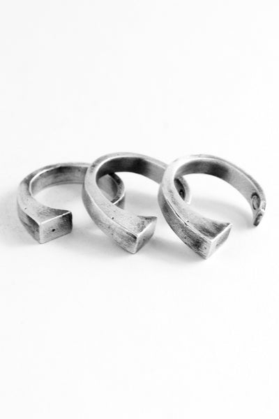 Shop Emerging Slow Fashion Avant-garde Jewellery Brand OSS Haus Awakening Collection Silver Centurion Ring Set at Erebus