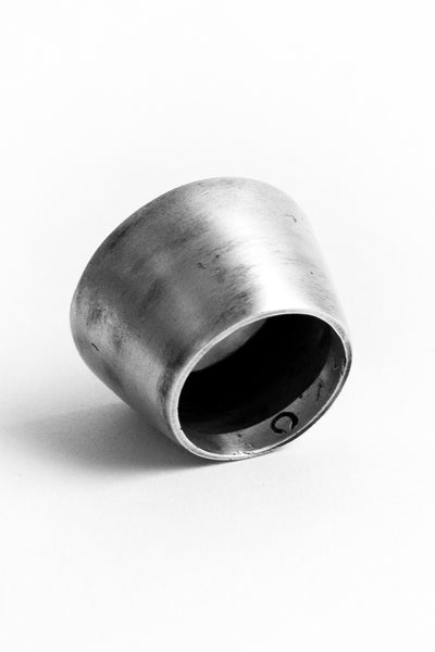 Shop Emerging Slow Fashion Avant-garde Jewellery Brand OSS Haus Awakening Collection Silver Cilindro Ring at Erebus