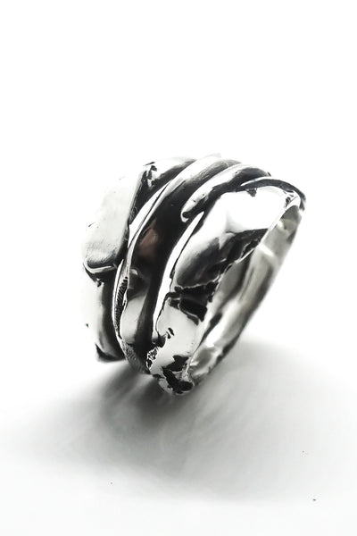 Shop Emerging Slow Fashion Avant-garde Jewellery Brand OSS Haus Constant Evolution Collection Oxidised Sterling Silver Constellation Ring at Erebus
