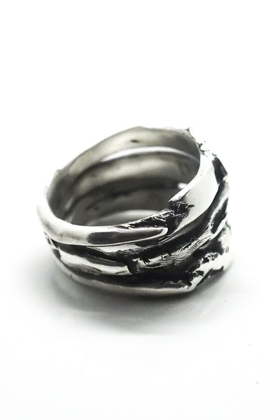 Shop Emerging Slow Fashion Avant-garde Jewellery Brand OSS Haus Constant Evolution Collection Oxidised Sterling Silver Constellation Ring at Erebus