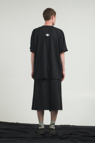 Shop Conscious Contemporary Menswear Brand Zsigmond Kudus SS23 Collection Black Cotton Crow Skorts at Erebus