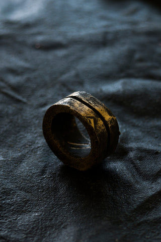 Shop Emerging Avant-garde Jewellery Brand Surface/Cast Blackened Bronze Channel Medium Ring at Erebus