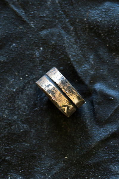 Shop Emerging Avant-garde Jewellery Brand Surface/Cast Blackened Bronze Channel Medium Ring at Erebus