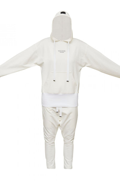 Shop Emerging Unisex Street Brand Monochrome Off-White Classic Hooded Sweatshirt at Erebus