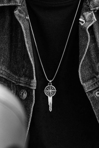Shop Artisan Jewellery Brand Helios Sterling Silver Compass Key Necklace at Erebus