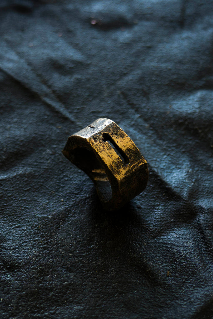 Shop Emerging Avant-garde Jewellery Brand Surface/Cast Blackened Bronze Crevasse Medium Ring at Erebus