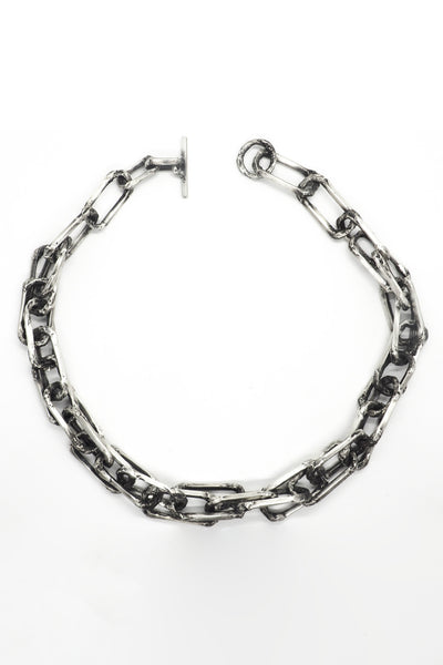 Shop Emerging Slow Fashion Avant-garde Jewellery Brand OSS Haus Broken Dreams Collection Oxidised Silver Dream Chain Necklace at Erebus