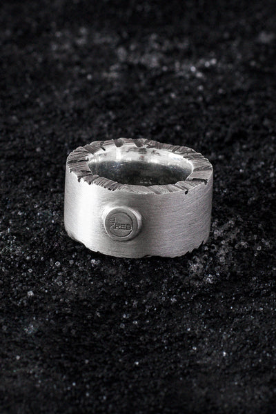 Shop Emerging Minimalist Avant-garde Jewellery Brand B KREB Silver STRIP M Ring at Erebus