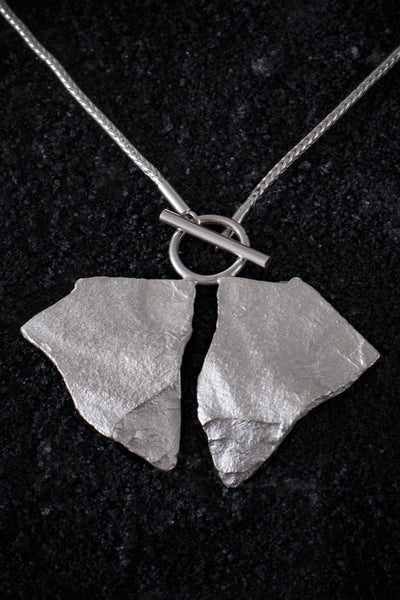 Shop Emerging Minimalist Avant-garde Jewellery Brand B KREB Silver XX Necklace at Erebus