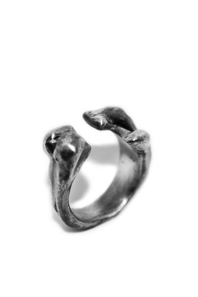 Shop Emerging Slow Fashion Avant-garde Jewellery Designer David Gaboriau Oxidised Silver Bone Ring at Erebus