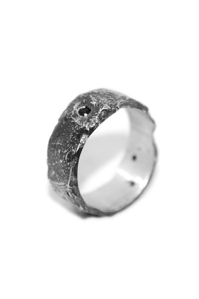 Shop Emerging Slow Fashion Avant-garde Unisex Jewellery Brand David Gaboriau Oxidised Silver Sparkle Ring at Erebus