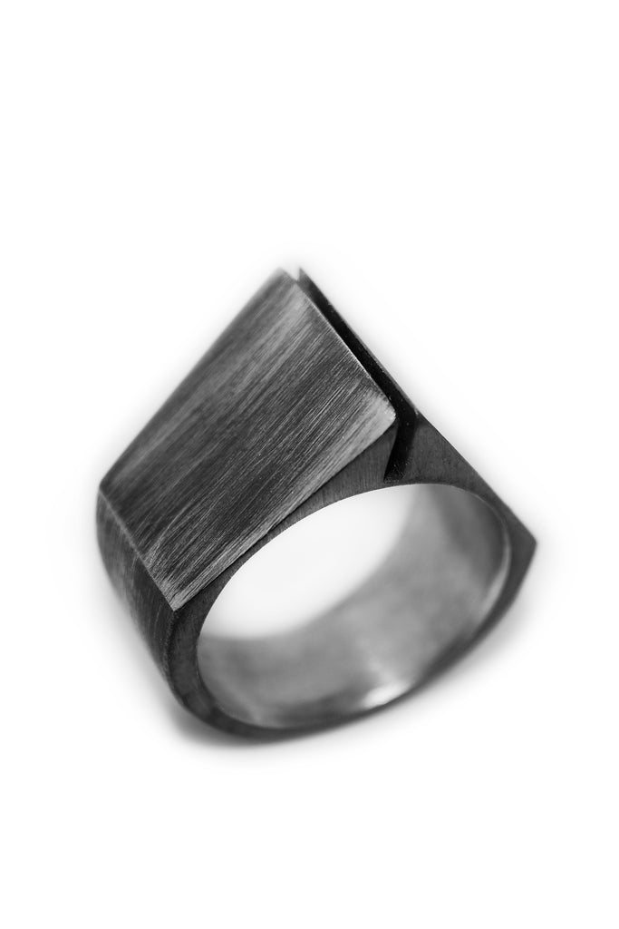 Shop Emerging Slow Fashion Avant-garde Jewellery Designer David Gaboriau Oxidised Silver Past Ring at Erebus