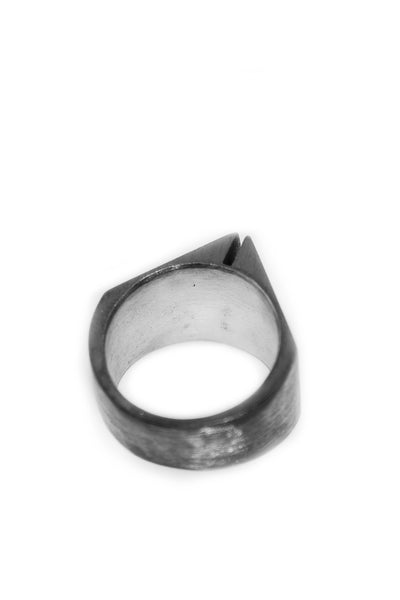 Shop Emerging Slow Fashion Avant-garde Jewellery Designer David Gaboriau Oxidised Silver Past Ring at Erebus