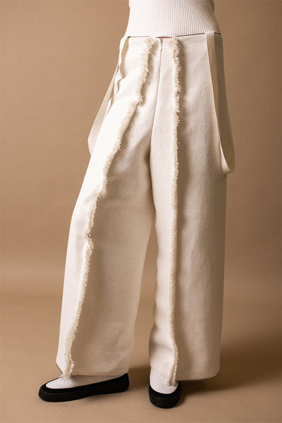 Shop Emerging Conceptual Dark Fashion Womenswear Brand DZHUS Surrogate AW21 Collection Ivory Option Transformable Trousers at Erebus