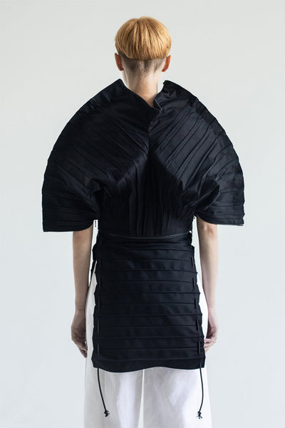 Shop Emerging Conceptual Dark Fashion Womenswear Brand DZHUS Ecopack SS21 Collection Black Transformable 180˚ Jumpsuit at Erebus