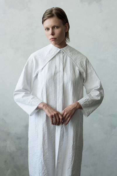 Shop Emerging Conceptual Dark Fashion Womenswear Brand DZHUS Algorithm Collection White Transformable Formula Shirt Dress at Erebus