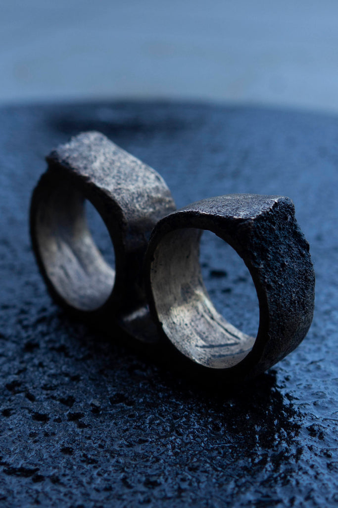 Surface/Cast Jewelry Blackened Bronze Double Simulation 2 Ring -Erebus