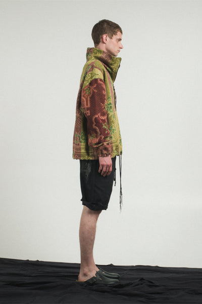 Shop Conscious Contemporary Menswear Brand Zsigmond Kudus SS23 Collection Up-cycled Vintage Fabric REMADE Faun Jumper at Erebus