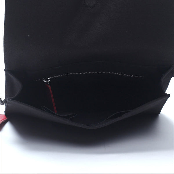 Emerging slow fashion handbag designer Anoir by Amal Kiran Jana red leather and black cotton canvas Cross Body Clutch - Erebus - 4