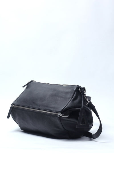 Shop emerging slow fashion handbag designer Anoir by Amal Kiran Jana black and white leather Transformable Shoulder Bag - Erebus
