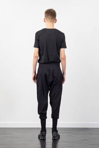 Shop Emerging Alternative Fashion Unisex Street Brand Monochrome SS22 Black Fold Jogging Pants at Erebus