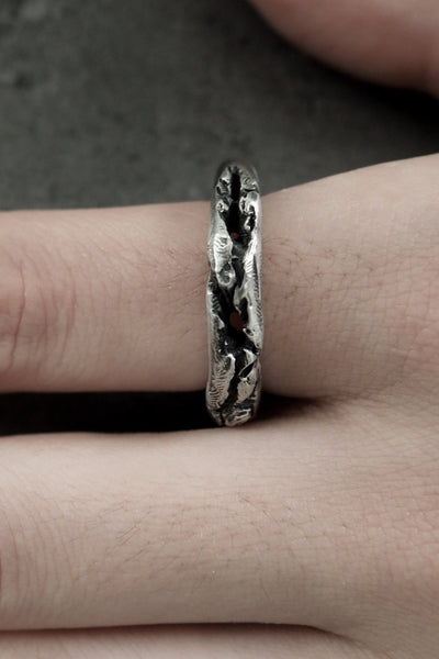 Shop Emerging Slow Fashion Avant-garde Jewellery Brand OSS Haus Broken Dreams Collection Oxidised Silver Dream Ring at Erebus