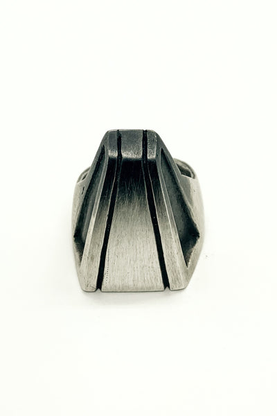 Shop Emerging Slow Fashion Avant-garde Jewellery Brand OSS Haus MSKRA Collection Silver Valkyrie Ring at Erebus