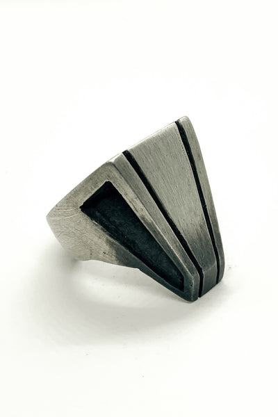 Shop Emerging Slow Fashion Avant-garde Jewellery Brand OSS Haus MSKRA Collection Silver Valkyrie Ring at Erebus