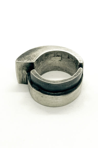 Shop Emerging Slow Fashion Avant-garde Jewellery Brand OSS Haus MSKRA Collection Silver Crusader Ring at Erebus