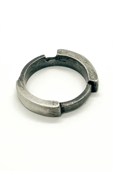 Shop Emerging Slow Fashion Avant-garde Jewellery Brand OSS Haus MSKRA Collection Silver Battler Cyclone Ring at Erebus