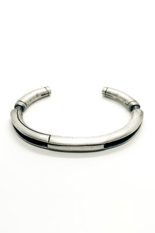 Shop Emerging Slow Fashion Avant-garde Jewellery Brand OSS Haus MSKRA Collection Silver Spartan Bangle Bracelet at Erebus