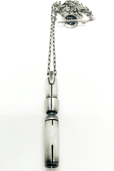 Shop Emerging Slow Fashion Avant-garde Jewellery Brand OSS Haus MSKRA Collection Silver Phalanx Necklace at Erebus