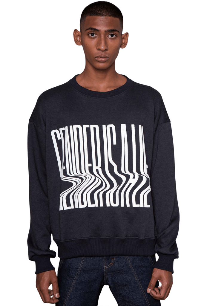 Shop Emerging Slow Fashion Genderless Alternative Avant-garde Designer Mark Baigent Wōlfin Collection Black GIAL Glow in the Dark Sweater at Erebus