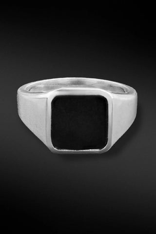 Shop Artisan Jewellery Brand Helios Sterling Silver and Onyx Stone Gentleman Ring at Erebus