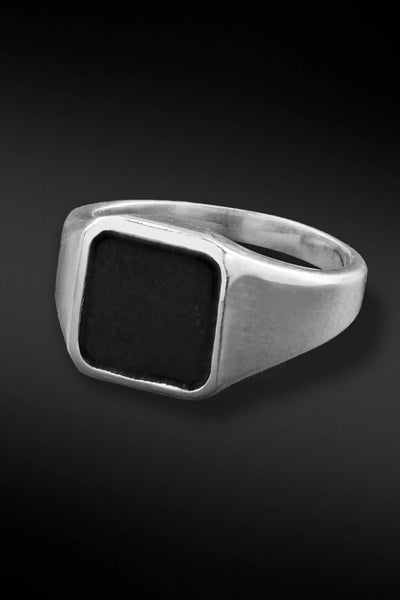 Shop Artisan Jewellery Brand Helios Sterling Silver and Onyx Stone Gentleman Ring at Erebus