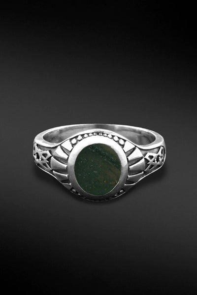 Shop Artisan Jewellery Brand Helios Sterling Silver and Nephrite Jade Stone Gothic Ring at Erebus