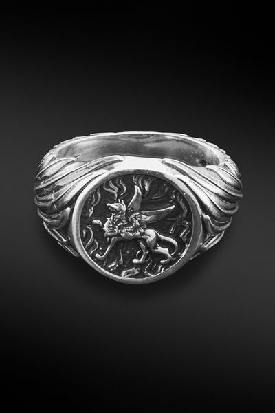 Shop Artisan Jewellery Brand Helios Sterling Silver Griffin Ring at Erebus