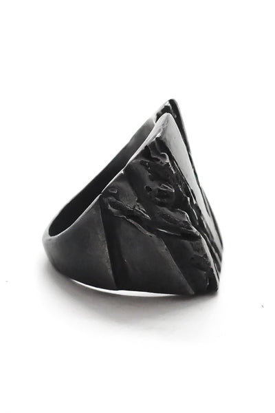 Shop Emerging Slow Fashion Avant-garde Jewellery Brand OSS Haus Constant Evolution Collection Blackened Sterling Silver HL Eis Ring at Erebus