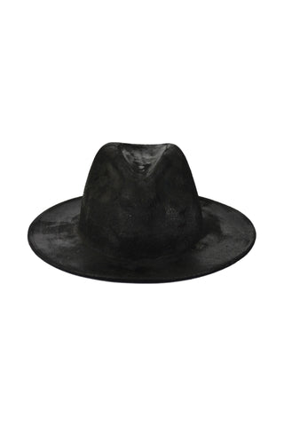 Shop Emerging Conscious Slow Fashion Avant-garde Designer Marco Scaiano Black Wet Look Wool Petrichor Hat at Erebus