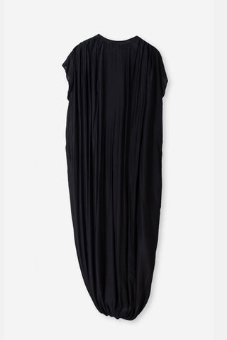 Shop emerging dark alternative conscious fashion genderless brand Anoir by Amal Kiran Jana Black Viscose Hlin Draped Sleeveless Dress at Erebus