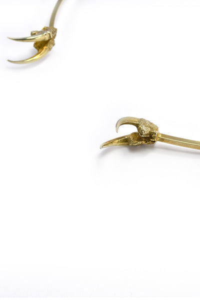Shop emerging slow fashion jewellery brand Eilisain Hunted II Double Owl Talon Torc Gold Necklace - Erebus
