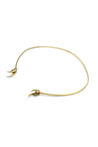 Shop emerging slow fashion jewellery brand Eilisain Hunted II Double Owl Talon Torc Gold Necklace - Erebus