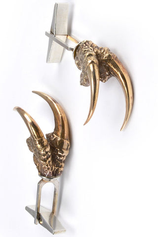 Shop emerging slow fashion jewellery brand Eilisain Hunted Bronze Double Owl Talon Cuff Links - Erebus - 1