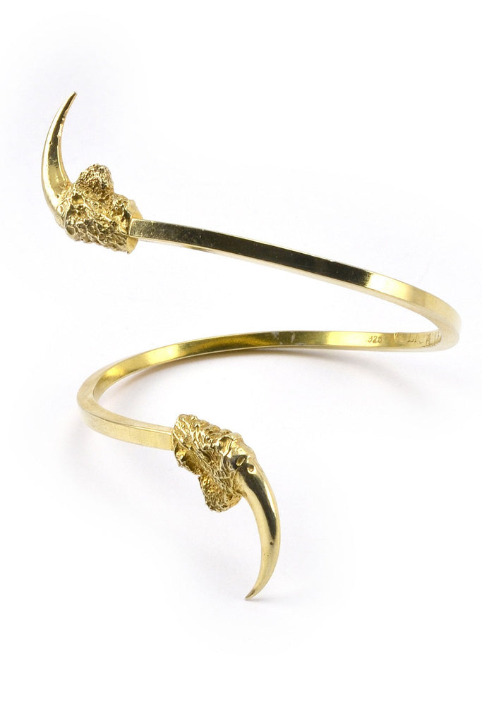 Shop emerging slow fashion jewellery brand Eilisain Hunted II Single Owl Talon Cuff Gold - Erebus - 1